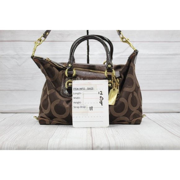 Coach Madison Sabrina Brown Op-art Convertible Satchel Signature Shoulder Bag - Picture 10 of 10